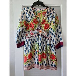 Women's Johnny Was Silk‎ Embroidered Floral Top Tunic Dress Size Medium